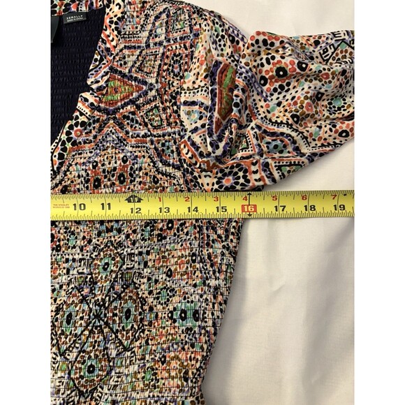 MAEVE Anthropologie Tiled Amethyst Mini Dress XS Petite Smocked Long Sleeve Boho - Picture 15 of 15